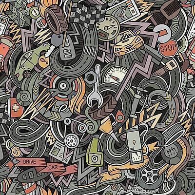 EPS 해외이미지 도로 백그라운드 지도 패턴 일러스트 자동차 사람없음 낙서 가득함 도로표지판 타이어 자동차정비 카시트 칼라콘 해외일러스트 길 육상교통 무늬 의자 교통시설 표지판 수리 안전장비 파일형식 벡터