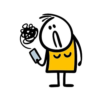 EPS 해외이미지 인물캐릭터 일러스트 한명 들기 사람 스마트폰 낙서 심플 불만 해외202309 해외일러스트 일러캐릭터 캐릭터 1 감정 모션 핸드폰 스마트기기 파일형식 벡터