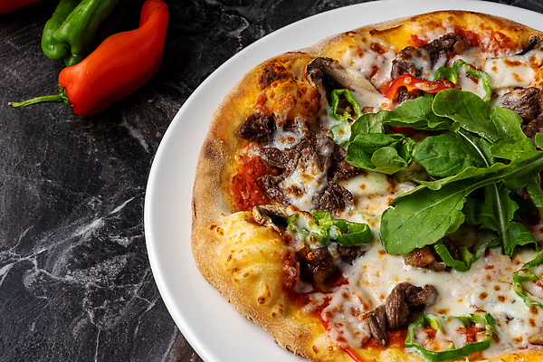 포토 JPG 해외이미지 접시 피망 파프리카 피자 육류 사람없음 루꼴라 홈메이드 해외포토 식기 채소 식재료 패스트푸드 서양음식 만들기 파일형식