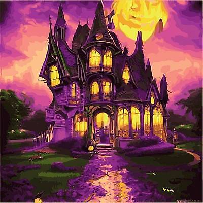 EPS 해외이미지 일러스트 호박 주택 사람없음 할로윈 야간 대문 해외202309 해외일러스트 자연요소 채소 건물 문 파일형식 벡터