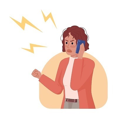 EPS 해외이미지 여자 일러스트 한명 들기 성인 스마트폰 주먹 분노 통화 갈등 번개모양 성인여자한명만 해외202309 해외일러스트 모양 1 감정 모션 사람 핸드폰 스마트기기 번개 여자한명만 성인여자만 파일형식 벡터