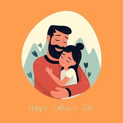 EPS 해외이미지 여자 남자 딸 어린이 일러스트 안기 포옹 사랑 상반신 성인 두명 눈감음 주황색 아빠 부녀 해외일러스트 감정 컬러 가족 모션 사람 파일형식 벡터