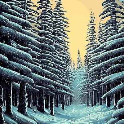 EPS 해외이미지 나무 일러스트 사람없음 숲속 숲길 겨울풍경 눈덮임 해외202309 해외일러스트 식물 길 컨셉 겨울 풍경 숲 파일형식 벡터