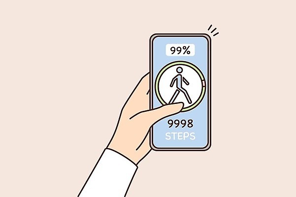 EPS 해외이미지 손 일러스트 신체부위 스마트폰 운동 걷기 측정 해외일러스트 모션 건강 사람 핸드폰 스마트기기 파일형식 벡터