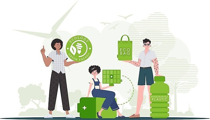 EPS 해외이미지 전신 여자 남자 가방 일러스트 들기 성인 세명 모니터 재활용 보호 건전지 심볼 에코 친환경 페트병 성인만 해외202309 해외일러스트 잡화 컨셉 모션 사람 컴퓨터 환경 병_담는 파일형식 벡터