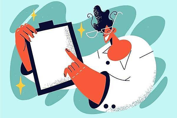 EPS 해외이미지 라이프스타일 남자 일러스트 한명 상반신 성인 반짝임 가리킴 서류판 성인남자한명만 안경낌 해외202309 해외일러스트 1 안경 모션 사람 손짓 생활 사무용품 남자한명만 성인남자만 파일형식 벡터