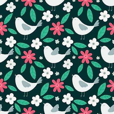 EPS 해외이미지 꽃 백그라운드 잎 패턴 일러스트 사람없음 귀여움 새캐릭터 해외202309 해외일러스트 식물 동물캐릭터 컨셉 무늬 조류 파일형식 벡터