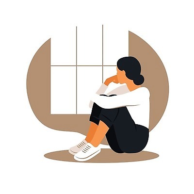 EPS 해외이미지 전신 여자 일러스트 창문 스트레스 한명 성인 갈색 턱괴기 슬픔 관찰 고독 웅크림 고립 우울감 우울증 성인여자한명만 해외202309 해외일러스트 1 감정 컬러 모션 사람 질병 여자한명만 성인여자만 파일형식 벡터