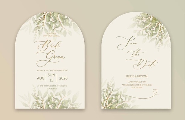 EPS 해외이미지 결혼 잎 일러스트 프레임 사람없음 세트 축하 분위기 감성 베이지색 카피스페이스 해외202309 해외일러스트 식물 컬러 컨셉 이벤트 공백 파일형식 벡터