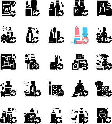 EPS 해외이미지 클립아트 디자인 실루엣 컨셉 일러스트 세트 픽토그램 환경 검은색 웹 어둠 화장품 재활용 플랫 상품 컨테이너 플라스틱 하락 수집 가득함 심볼 피부관리 에코 친환경 유기농 심플 패키지 유지 낭비 내추럴 고립 고체 상형문자 엘리먼트 위생관리 처리 항목 활자 벡터 해외202309 해외일러스트 문자 웰빙 산업 컬러 인터넷 재질 촬영기법 관리 뷰티 활자판 파일형식