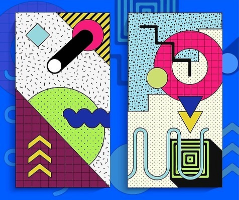 EPS 해외이미지 디자인 배너 포스터 패턴 일러스트 추상 사람없음 그래픽 컬러풀 화려 기하학 멤피스디자인 해외202309 해외일러스트 컬러 컨셉 무늬 파일형식 벡터