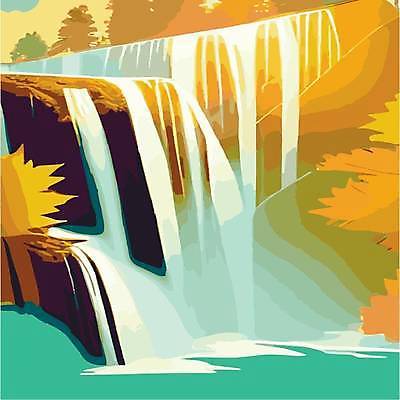 EPS 해외이미지 나무 일러스트 사람없음 폭포 해외202309 해외일러스트 식물 자연 파일형식 벡터