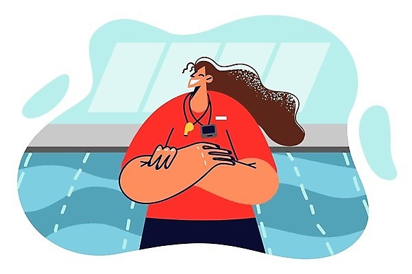 EPS 해외이미지 여자 일러스트 수영장 한명 상반신 성인 운동 건강관리 팔짱 호루라기 트레이너 수영선수 성인여자한명만 해외202309 해외일러스트 1 모션 운동선수 건강 관리 사람 헬스 여자한명만 성인여자만 파일형식 벡터