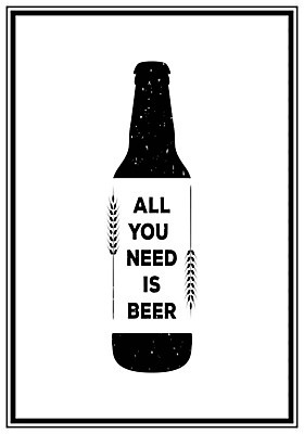 EPS 해외이미지 일러스트 맥주 주류 병맥주 사람없음 라벨 검은색 밀 심볼 보리 이삭 해외202309 해외일러스트 음료 컬러 곡류 프레임 파일형식 벡터