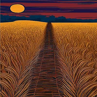 EPS 해외이미지 백그라운드 일러스트 사람없음 태양 농경지 일몰 밀 해외202309 해외일러스트 자연요소 곡류 농장 노을 파일형식 벡터