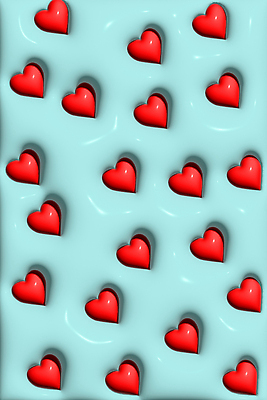 JPG 해외이미지 패턴 사람없음 파란색 3D 하트 화려 입체 광택 해외202309 해외포토 포토 모양 컬러 컨셉 무늬 디지털합성 파일형식