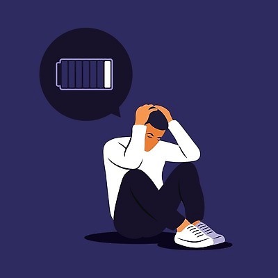 EPS 해외이미지 전신 남자 말풍선 일러스트 스트레스 고개숙이기 한명 성인 좌절 건전지 남색 웅크림 감싸기 고립 방전 우울감 우울증 성인남자한명만 해외202309 해외일러스트 1 감정 컬러 컨셉 모션 숙이기 사람 질병 남자한명만 성인남자만 파일형식 벡터