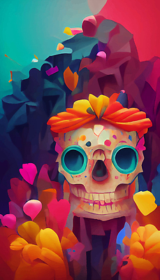 포토 JPG 해외이미지 전통 문화 컬러 벽지 멕시코 미술 사람없음 컬러풀 죽음 제단 해골모형 해외202309 해외포토 북아메리카 문화예술 모형 파일형식