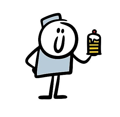 EPS 해외이미지 인물캐릭터 일러스트 한명 들기 사람 케이크 낙서 심플 해외202309 해외일러스트 일러캐릭터 캐릭터 1 모션 디저트 파일형식 벡터