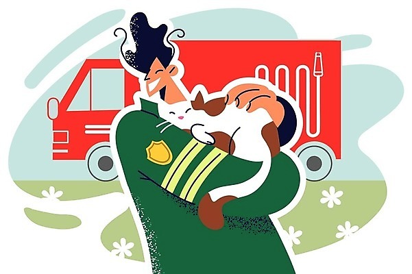 EPS 해외이미지 라이프스타일 남자 행복 일러스트 안기 한명 상반신 성인 고양이 구출 소방관 소방차 성인남자한명만 쓰다듬기 해외202309 해외일러스트 1 감정 포유류 모션 자동차 사람 생활 반려동물 도움 구조원 소방 남자한명만 성인남자만 파일형식 벡터