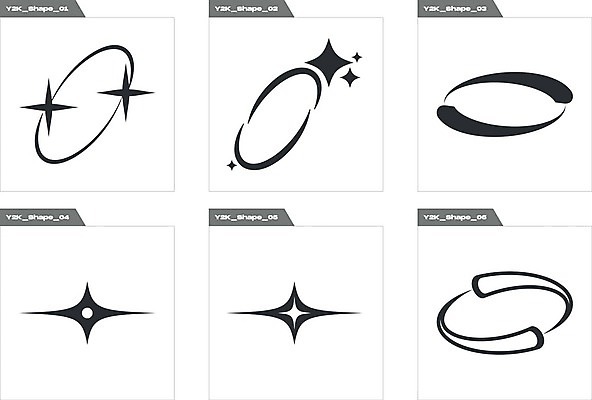 EPS 해외이미지 디자인 별 일러스트 추상 사람없음 그래픽 반짝임 세트 검은색 라인아트 기하학 타원형 해외202309 해외일러스트 자연요소 선 컬러 무늬 모션 원형 파일형식 벡터