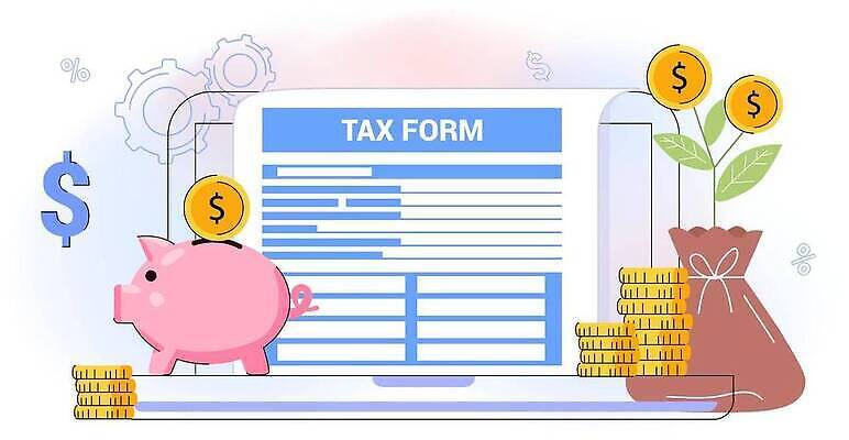 EPS 해외이미지 식물 일러스트 사람없음 금융 노트북 돼지저금통 돈자루 동전탑 세금 세금계산서 해외202309 해외일러스트 돈 경제 전자제품 쌓기 동전 저금통 파일형식 벡터