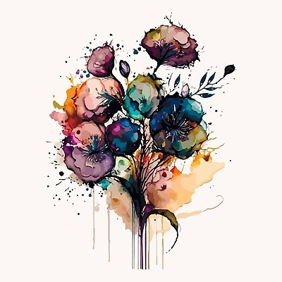 EPS 해외이미지 꽃 부케 일러스트 사람없음 번짐 해외202309 해외일러스트 식물 꽃다발 파일형식 벡터 효과