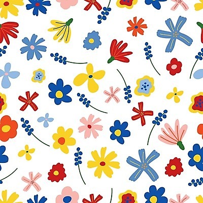 EPS 해외이미지 꽃 패턴 일러스트 사람없음 컬러풀 흰배경 해외202309 해외일러스트 식물 컬러 백그라운드 무늬 흰색 파일형식 벡터