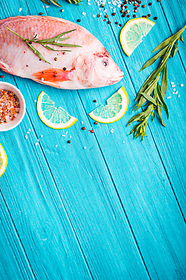 포토 JPG 해외이미지 어류 사람없음 신선 레몬 파란배경 소금 후추 로즈메리 카피스페이스 나무배경 해외202309 해외포토 백그라운드 과일 파란색 수중동물 공백 허브 향신료 파일형식