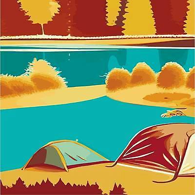 EPS 해외이미지 나무 여행 일러스트 텐트 사람없음 캠핑 캠핑장 해외202309 해외일러스트 식물 레저 캠핑도구 파일형식 벡터