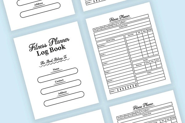 EPS 해외이미지 템플릿 일러스트 흑백 일상 그래픽 운동 다이어리 공책 잡지 시간표 심플 페이지 엘리먼트 벡터 해외202309 해외일러스트 문구용품 촬영기법 건강 라이프 간행물 사무용품 계획 파일형식