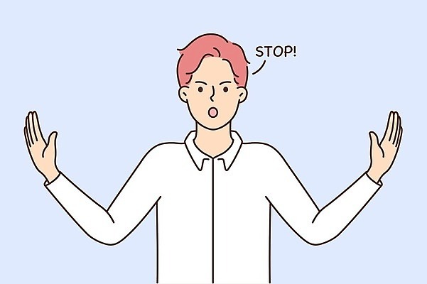 EPS 해외이미지 남자 일러스트 팔벌리기 스트레스 피곤 한명 상반신 성인 정지 거절 성인남자한명만 해외202309 해외일러스트 1 컨셉 모션 사람 남자한명만 성인남자만 파일형식 벡터