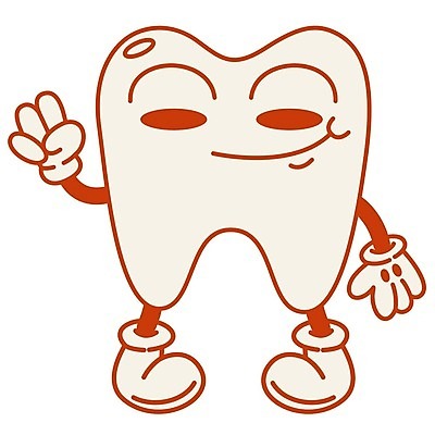 EPS 해외이미지 캐릭터 일러스트 사람없음 치아 복고 브이 치아건강 키치 Y2K 해외202309 해외일러스트 일러캐릭터 컨셉 건강 손짓 소화기관 파일형식 벡터
