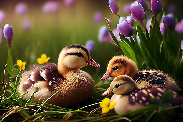 포토 JPG 해외이미지 꽃 새끼 오리 세마리 사람없음 귀여움 해외202309 해외포토 식물 동물 컨셉 조류 3 파일형식
