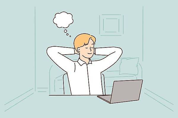 EPS 해외이미지 남자 말풍선 일러스트 한명 상반신 성인 노트북 눈감음 성인남자한명만 해외일러스트 1 모션 사람 전자제품 남자한명만 성인남자만 파일형식 벡터