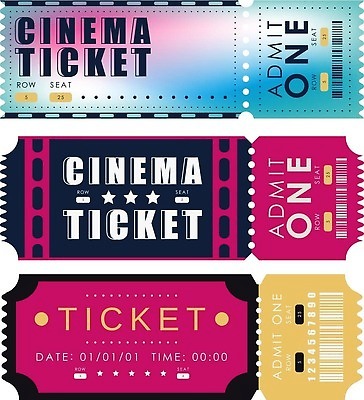 EPS 해외이미지 일러스트 타이포그라피 사람없음 티켓 극장 영화 쿠폰 초대 그라데이션 홀로그램 해외202309 해외일러스트 문자 문화예술 파일형식 벡터