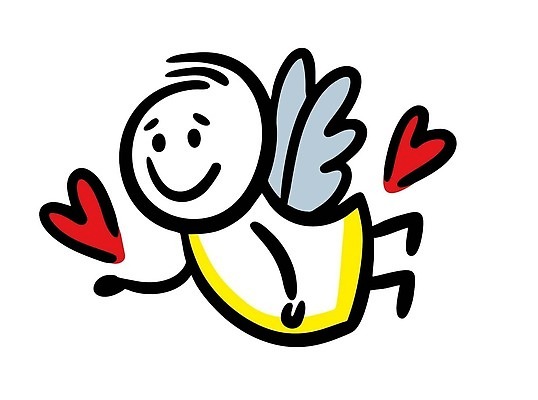 EPS 해외이미지 인물캐릭터 날개 일러스트 천사 한명 사람 하트 비행 낙서 심플 해외202309 해외일러스트 일러캐릭터 모양 캐릭터 1 파일형식 벡터