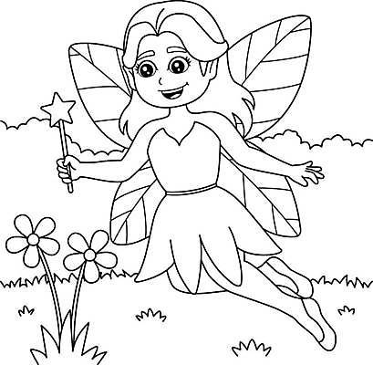 EPS 해외이미지 디자인 실루엣 어린이 선 컬러 날개 일러스트 장난 요정 그래픽 작음 만족 그림 윤곽 손그림 페이지 마법 걸음마 색칠공부 벡터 해외202309 해외일러스트 감정 모션 촬영기법 사람 학습 색칠 크기 파일형식