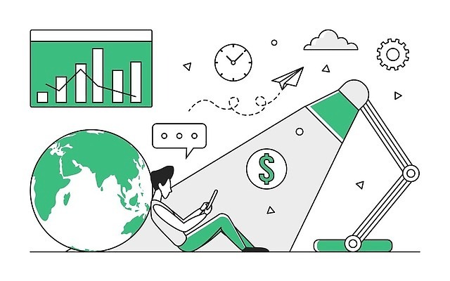 EPS 해외이미지 전신 남자 지구 시계 일러스트 비즈니스 그래프 한명 앉기 성인 초록색 스마트폰 글로벌 기댐 스탠드 종이비행기 성인남자한명만 해외202309 해외일러스트 1 컬러 모션 조명 사람 핸드폰 스마트기기 종이접기 남자한명만 성인남자만 파일형식 벡터