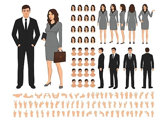 EPS 해외이미지 직업 캐릭터 헤어스타일 디자인 옷 여자 남자 감정 얼굴 포즈 신체 일러스트 비즈니스 부분 성공 노동자 창조 서기 사람 정장 성인 세트 사무실 머리 업무 비즈니스맨 비즈니스우먼 플랫 만화 수집 경영자 팔 애니메이션 고립 엘리먼트 정중 아바타 벡터 해외202309 해외일러스트 일러캐릭터 컨셉 모션 신체부위 작업 직장인 리더 파일형식