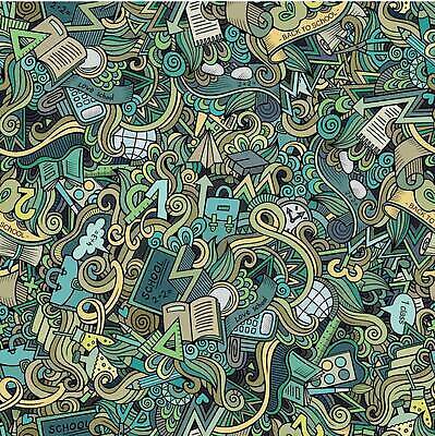 EPS 해외이미지 시계 백그라운드 패턴 가방 일러스트 학교 자 사람없음 책 초록색 숫자 연필 붓 팔레트 낙서 가득함 스프링노트 해외일러스트 문자 잡화 교육 컬러 무늬 문구용품 학용품 필기구 공책 파일형식 벡터