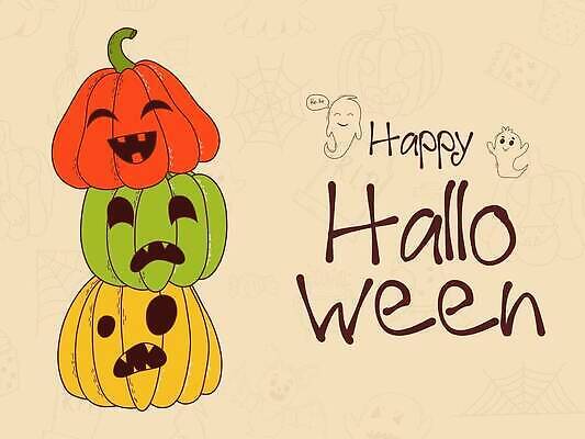 EPS 해외이미지 배너 포스터 일러스트 타이포그라피 사람없음 할로윈 유령 무서움 베이지색 잭오랜턴 해외202309 해외일러스트 문자 감정 컬러 파일형식 벡터