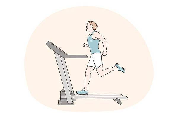 EPS 해외이미지 남자 일러스트 한명 성인 운동복 달리기 운동 건강관리 런닝머신 성인남자한명만 해외202309 해외일러스트 1 옷 모션 건강 관리 사람 운동기구 남자한명만 성인남자만 파일형식 벡터