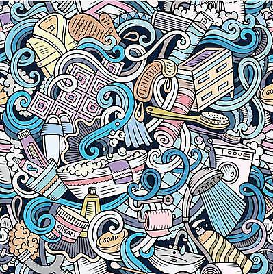 EPS 해외이미지 백그라운드 패턴 일러스트 슬리퍼 욕조 사람없음 거품 욕실 목욕가운 낙서 칫솔 가득함 타일 세면대 비누 샤워기 치약 세탁기 두루마리화장지 샤워볼 해외일러스트 신발 무늬 위생용품 가전제품 가운 화장지 파일형식 벡터