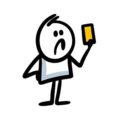 EPS 해외이미지 인물캐릭터 일러스트 한명 들기 사람 스마트폰 낙서 심플 옐로우카드 해외202309 해외일러스트 일러캐릭터 캐릭터 1 모션 경고 핸드폰 스마트기기 파일형식 벡터