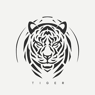 EPS 해외이미지 야생동물 선 일러스트 사람없음 검은색 호랑이 심볼 심플 해외202309 해외일러스트 동물 컬러 포유류 파일형식 벡터