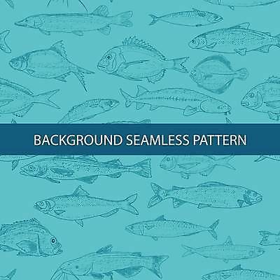 EPS 해외이미지 백그라운드 패턴 일러스트 종류 어류 사람없음 다양 빈티지 라인아트 해산물 해외202309 해외일러스트 선 다수 컨셉 무늬 수중동물 파일형식 벡터