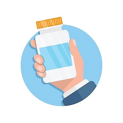 EPS 해외이미지 손 일러스트 의학 건강 들기 신체부위 주황색 약병 해외202309 해외일러스트 컬러 모션 사람 약 병_담는 파일형식 벡터