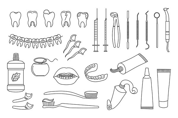 EPS 해외이미지 선 일러스트 건강 치과 병원 치료 세트 픽토그램 약 장비 기구 도구 공구 입 구멍 치아 보호 낙서 칫솔 스케치 청소 수집 심볼 사인 부식 치과의사 윤곽 뿌리 치약 틀니 고립 돌봄 미백 위생관리 치통 벡터 해외202309 해외일러스트 컨셉 의학 모션 관리 미술 신체부위 위생용품 의사 소화기관 질병 파일형식