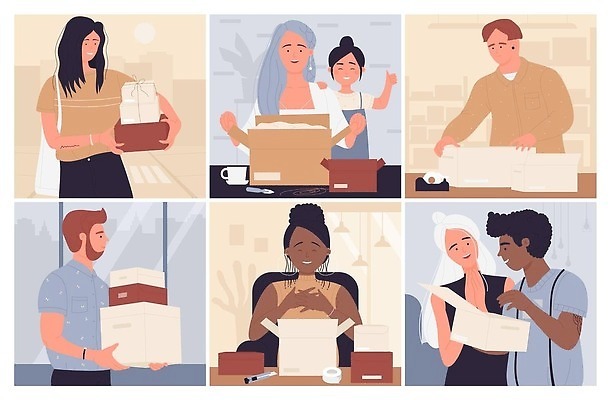 EPS 해외이미지 캐릭터 디자인 딸 행복 아들 백그라운드 일러스트 엄마 휴가 함께함 선물 사람 세트 상자 검은색 놀람 펼침 잡기 오픈 칼 만화 자르기 수집 포장지 확인 서비스 패키지 적재 판지 꺼내기 옛날 벡터 해외202309 해외일러스트 일러캐릭터 감정 컬러 컨셉 포장 가족 모션 표정 파일형식